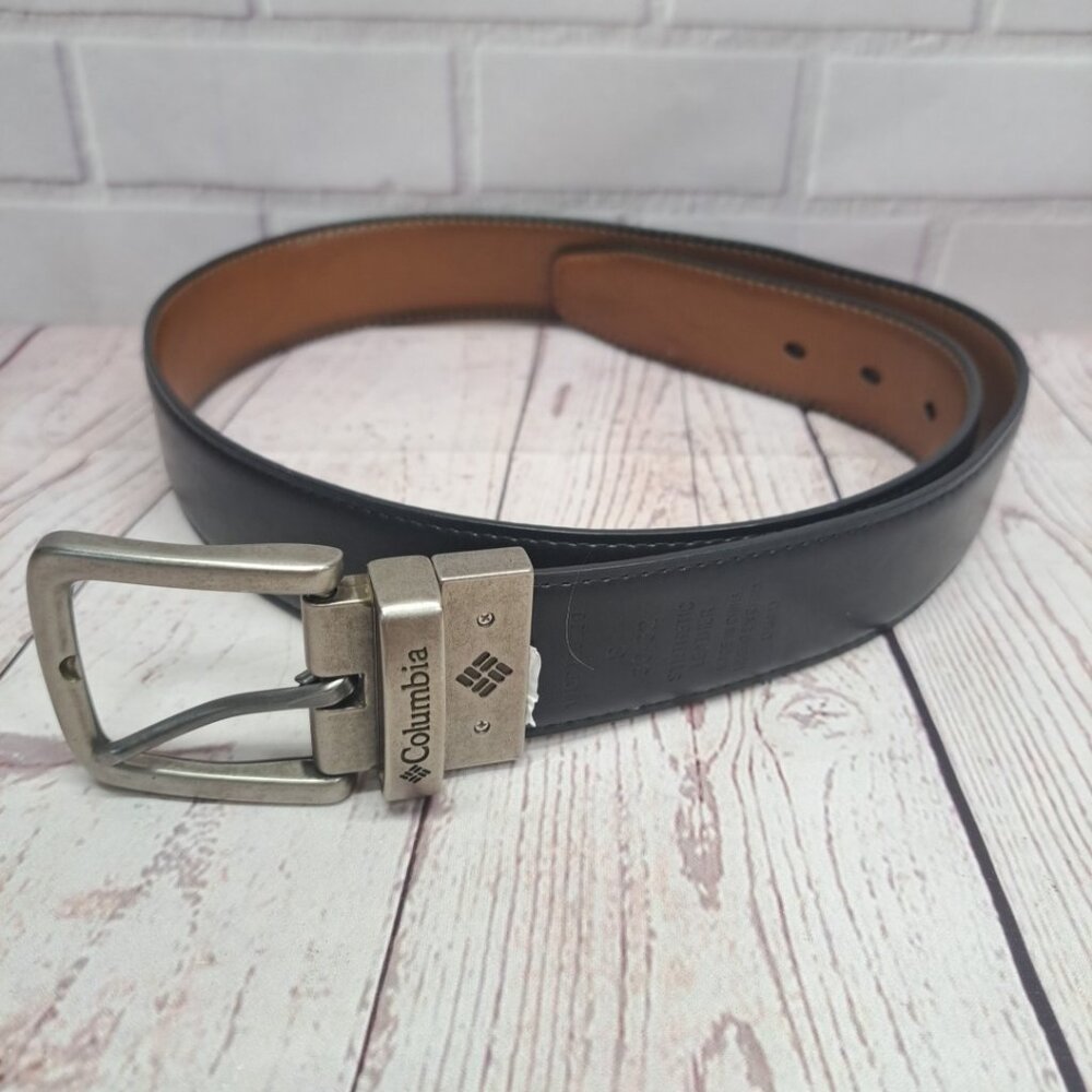Columbia Men's Beveled Tan / Black‎ Reversible Casual Jeans Belt Size 30-32
